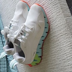 Reebok ortholite sneakers, aqua and corel bottom accents